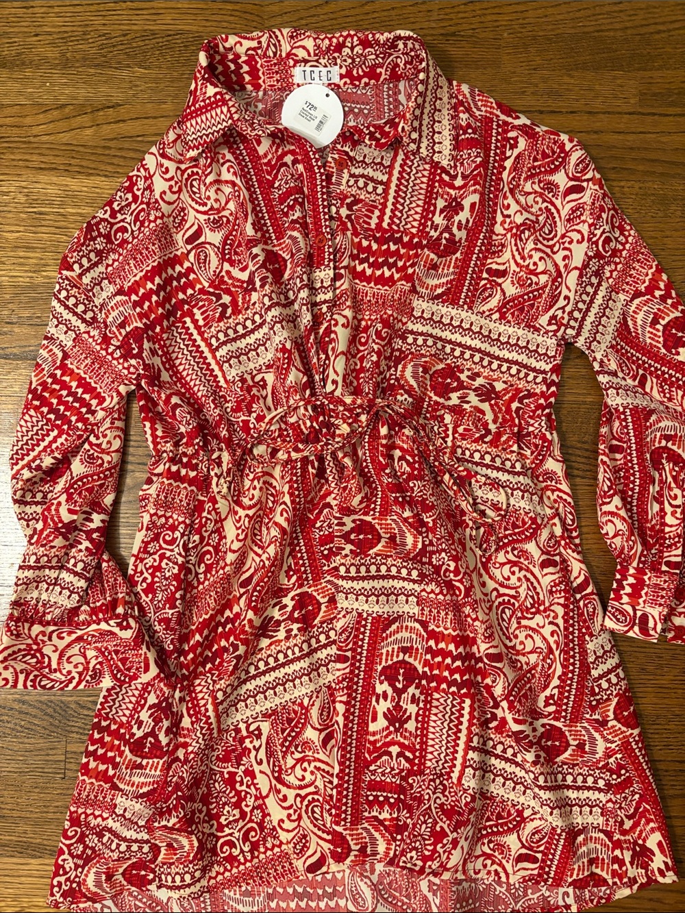 TCEC Tie-Waist Long Sleeve Dress